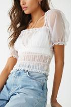 Forever21 Sheer Smocked Crop Top