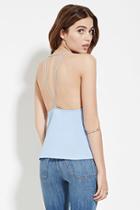 Forever21 Women's  Blue Strappy Open-back Cami