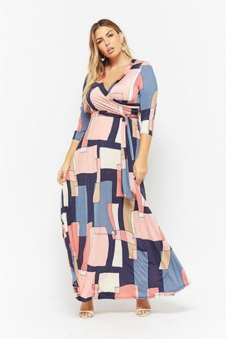 Forever21 Plus Size Geo Surplice Maxi Dress