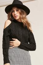 Forever21 Cable Knit Open-shoulder Sweater