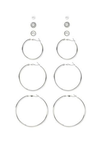 Forever21 Hoop And Stud Set (silver/cream)