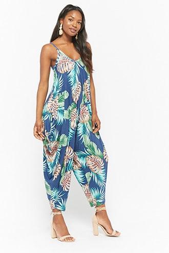 Forever21 Billowy Leaf Print Cami Jumpsuit