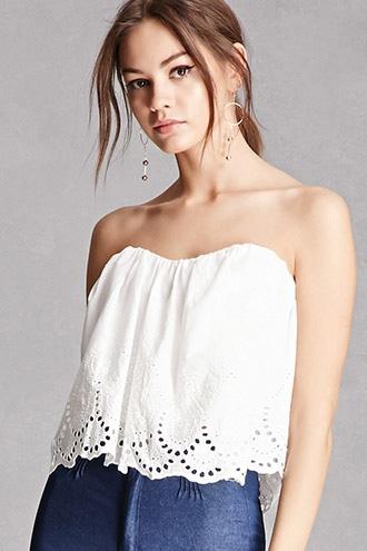 Forever21 Sweetheart Eyelet Strapless Top