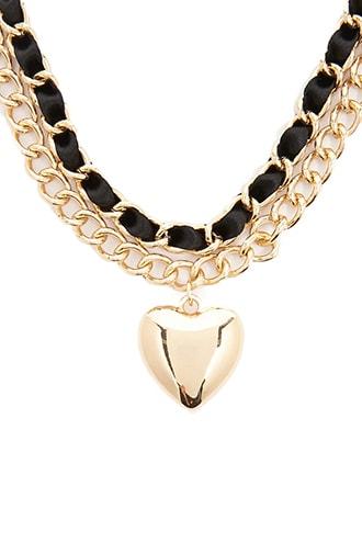 Forever21 Heart Pendant Chunky Layered Necklace
