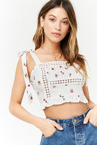 Forever21 Floral Chiffon Crop Cami