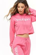 Forever21 Woman Graphic Cropped Hoodie
