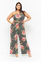 Forever21 Plus Size Floral & Striped Wide-leg Pants