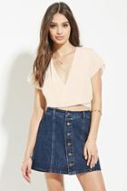 Forever21 Women's  Blush Self-tie Wrap Crop Top