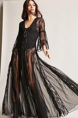 Forever21 Kikiriki Sheer Lace Maxi Dress