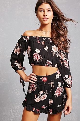 Forever21 Floral Blouse & Short Set