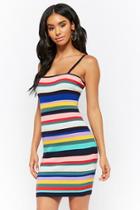 Forever21 Ribbed Knit Multicolor Striped Bodycon Dress