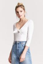 Forever21 Ribbed Tie-front Top