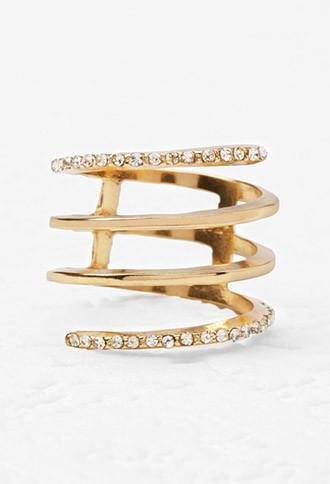Forever21 Rhinestoned Twist Cutout Ring
