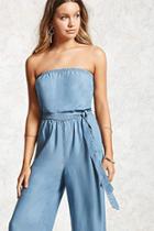 Forever21 Strapless Chambray Jumpsuit