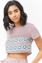 Forever21 Mock Embroidery Printed Crop Top