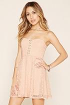 Forever21 Women's  Strapless Crisscross Lace Dress