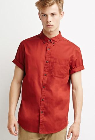 21 Men Men's  Button-collar Shirt (rust)