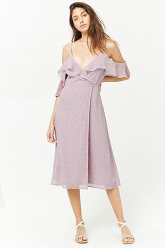 Forever21 Chiffon Open-shoulder Wrap Dress