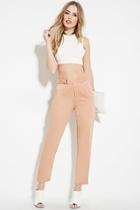Forever21 Women's  Mauve Tapered D-ring Belt Pants