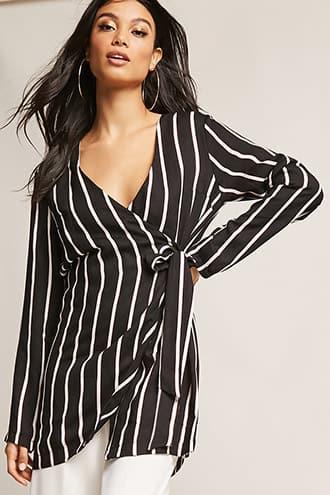 Forever21 Stripe Wrap-front Tunic