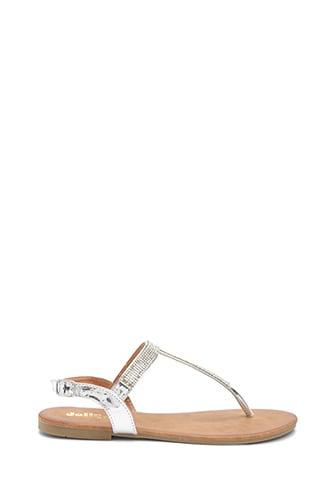 Forever21 Rhinestone Metallic Thong Sandals