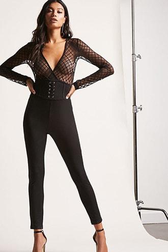 Forever21 Sheer Mesh Jumpsuit