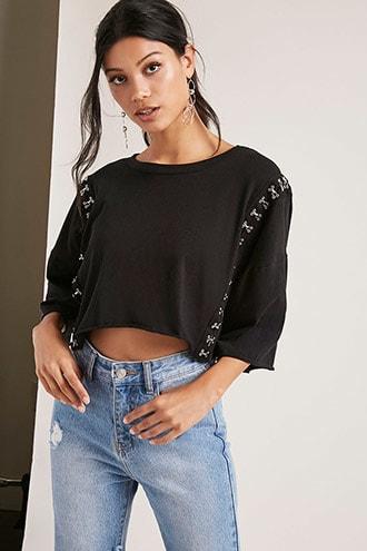 Forever21 Hook-eye Detail Crop Top