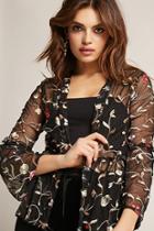 Forever21 Sheer Mesh Floral Open-front Jacket