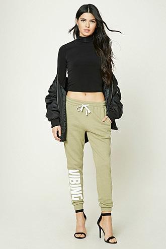 Forever21 Women's  Vibing Graphic Sweatpants