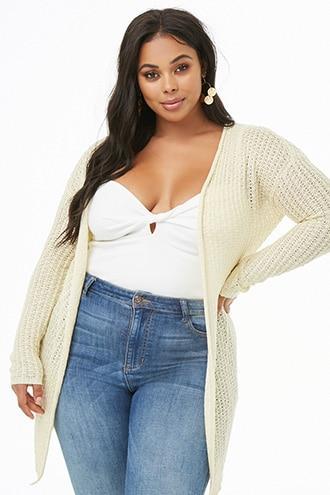 Forever21 Plus Size Crochet Knit Longline Cardigan