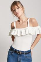Forever21 Ribbed Open-shoulder Flounce Top