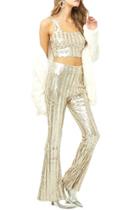 Forever21 Striped Sequin Flare Pants