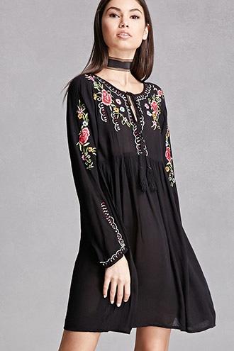 Forever21 Velzera Embroidered Swing Dress