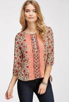 Forever21 Floral Buttoned Peasant Top