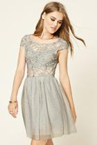 Forever21 Women's  Silver Sequined Tulle Dress