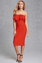 Forever21 Women's  Red Strapless Flounce Dress