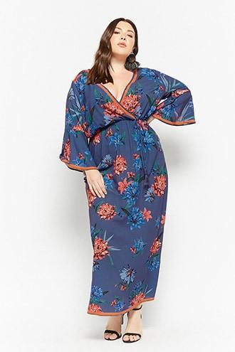 Forever21 Plus Size Floral Faux-wrap Maxi Dress