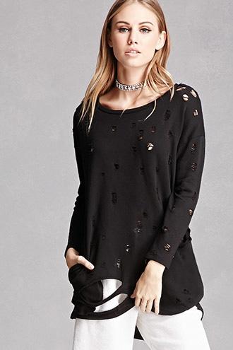Forever21 Distressed Longline Top