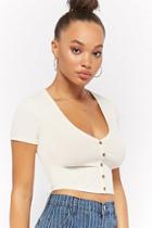 Forever21 Ribbed Button-front Crop Top