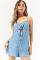 Forever21 Chambray Tie-front Cutout Romper