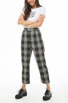 Forever21 High-rise Plaid Cropped Pants