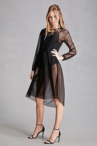 Forever21 Korirl Sheer Mesh Midi Dress