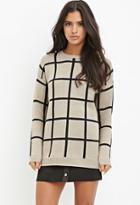 Forever21 Women's  Grid-patterned Sweater (taupe/black)