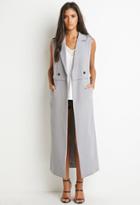 Forever21 Women's  Double-breasted Longline Vest (grey)