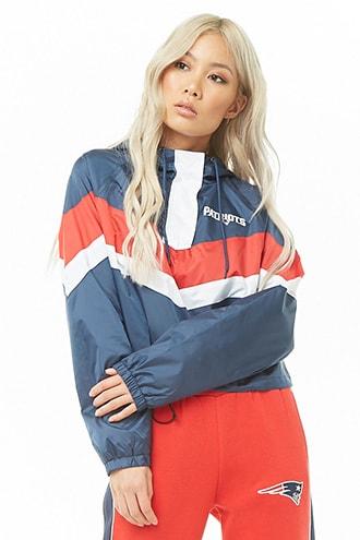 Forever21 Nfl Patriots Colorblock Pullover Windbreaker