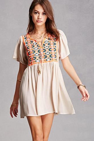 Forever21 Velzera Neon Embroidered Tunic