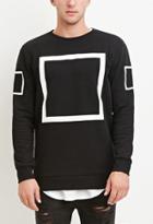 21 Men Men's  Black & White Square Graphic Sweatshirt