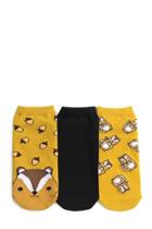 Forever21 Squirrel Graphic Ankle Socks - 3 Pack