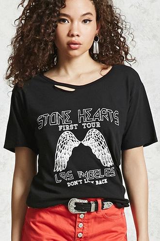 Forever21 Stone Hearts Graphic Tee