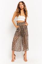 Forever21 Sheer Floral Suspender Culottes